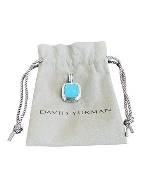 David Yurman Albion Turquoise Enhancer Pendant 14mm Sterling Silver DY 925 Rare